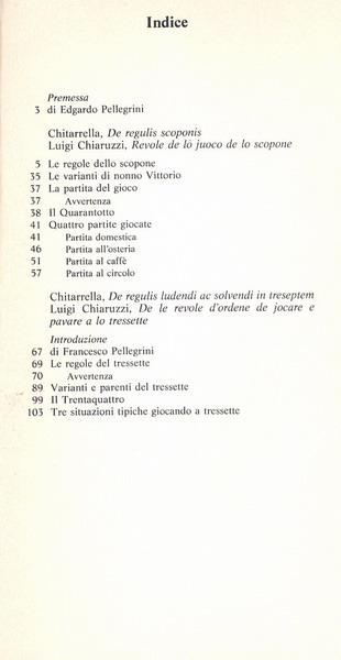 1982 Pellegrini Le regole dello scopone Indice